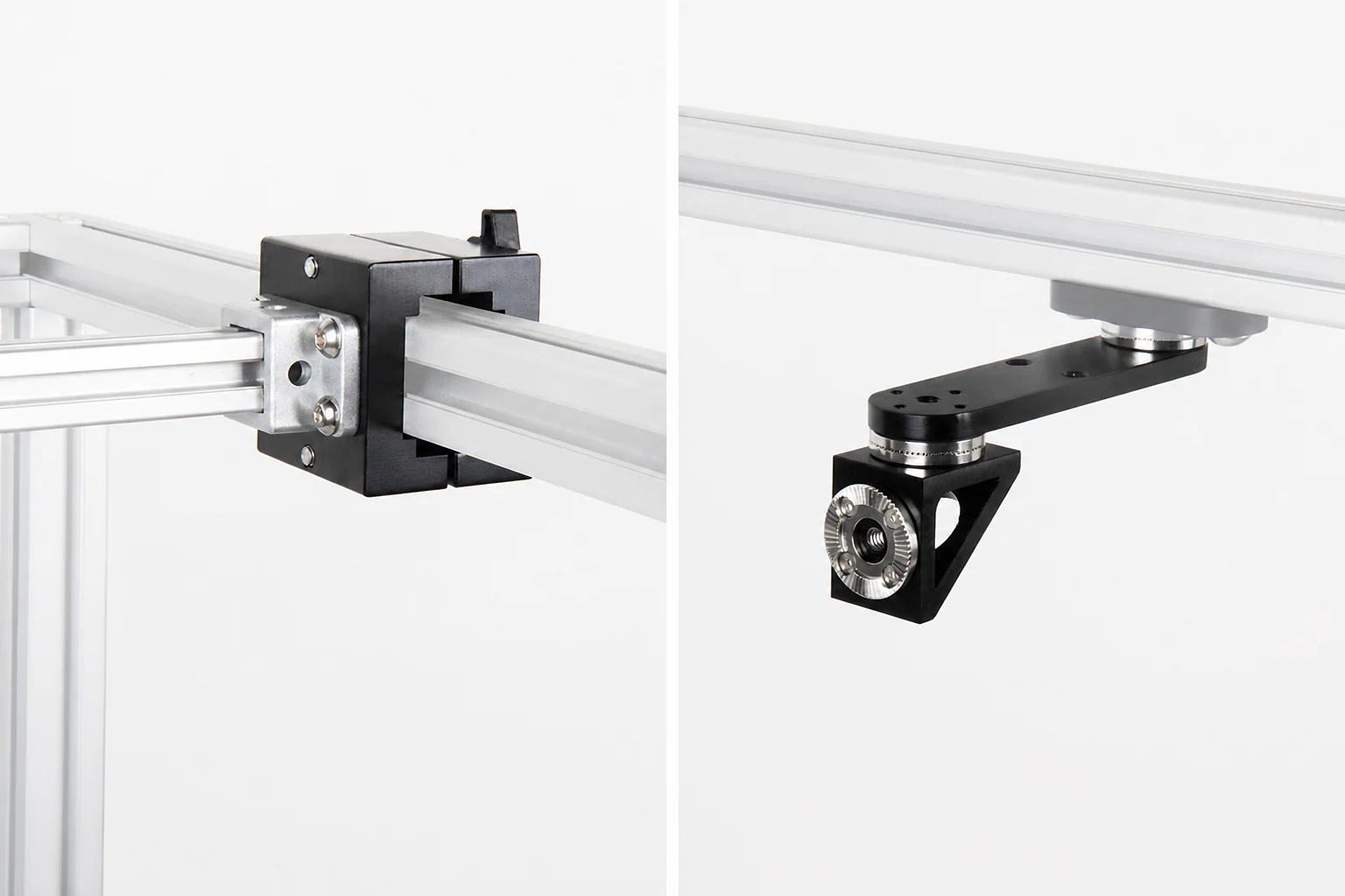 Factory retrofit examples showing an extrusion coupler and an indexed rosette mounting endpoint