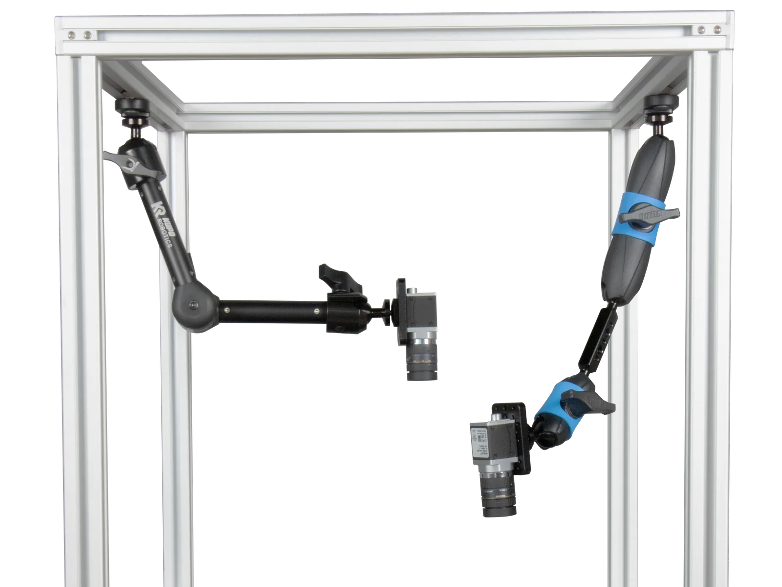 SightLink camera mounts positioned inside an aluminum-extrusion prototype cell